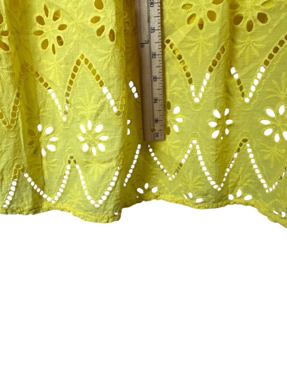 Valentina Naldi Eyelet High Low Dress Yellow Sleeveless Resort Medium Coastal - Picture 11 of 15